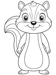 Chipmunk Cartoon Coloring Page Printable Animal Drawing For Kids
