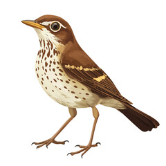Thrush Close Up 2D flat vector illustration, isolated on a white background.
