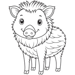 Collared Peccary Coloring Page Cartoon Animal Art For Kids