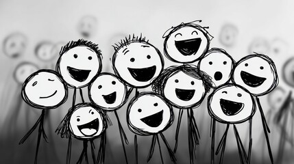 Playing and laughing, multiple stick figures showcase the dynamic and affectionate bond siblings share.
