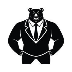 Bear in a Suit Black and White
