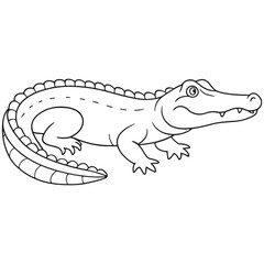 Crocodile Coloring Page Cute Cartoon Reptile Animal Drawing