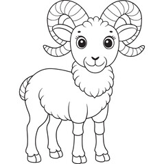 Dall Sheep Coloring Page Cute Animal Illustration For Children