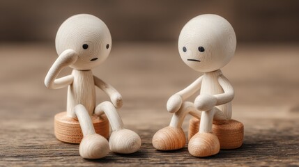 Stick figures sharing a conversation illustrate respectful dialogue and cooperation in resolving conflicts peacefully.
