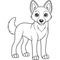 Dingo Puppy Line Art Printable Drawing Animal Page For Kids