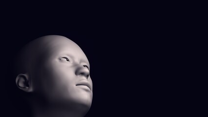 Minimalist Abstract Portrait with Ear Detail – Dark Surreal Digital Art Expression