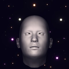 Futuristic Abstract Portrait with Geometric Patterns and Digital Symmetry - Conceptual Modern Art for Creative Visual Design