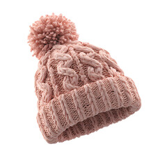 Knitted cap with pompom soft and cozy