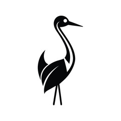 Fototapeta premium Elegant Black Heron Silhouette on White Background