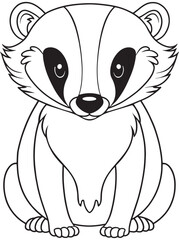 European Badger Line Art Cute Animal Illustration For Coloring Pages