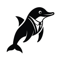 Dolphin Wearing a Suit Black and White