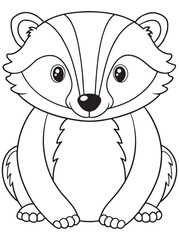 European Badger Coloring Page Adorable Animal Drawing For Kids © Milon Store