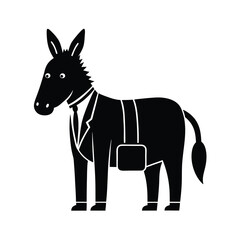 Donkey wearing a suit and carrying briefcase