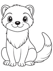 Ferret Coloring Page Adorable Animal Illustration For Kids