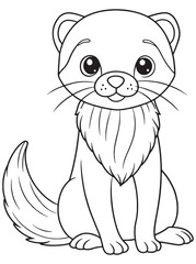 Cute Ferret Coloring Page Wildlife Pet Animal Drawing For Kids