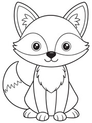 Fox Coloring Page Cute Animal Illustration For Kids Learning