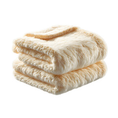Luxurious creamcolored fur blankets stacked up