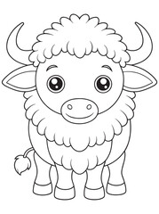 Gaur Coloring Page Cute Animal Illustration For Kids Activities