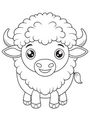 Adorable Gaur Coloring Page Wildlife Animal Drawing For Children
