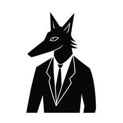 Black and white wolf in a suit © NATASA.52