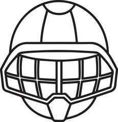 Helmet cage outline vector illustration, line art