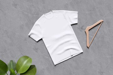 White t-shirt with concrete background texture for mockup template
