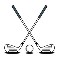  Crossed Golf Clubs with Ball — Sports, Leisure, and Golf Game Symbol