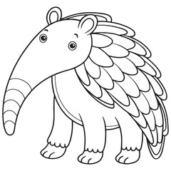 Giant Anteater Coloring Page Adorable Animal Illustration For Kids