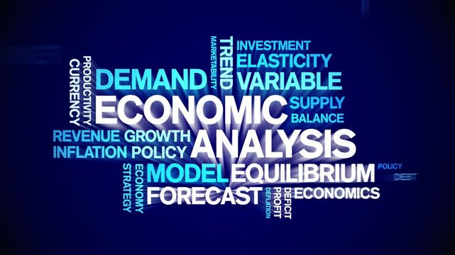 Economic Analysis animated word cloud;text design animation tag kinetic typography seamless loop.