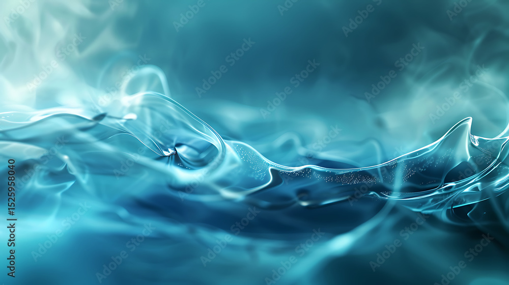 Poster abstract blue water flows and ripples with a dynamic and transparent motion, creating a clean and fr