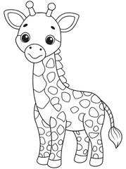 Baby Giraffe Coloring Page Printable Cute Animal Design