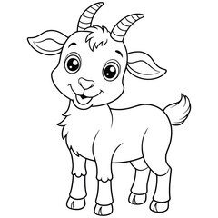 Kid Goat Coloring Page Adorable Farm Animal Illustration