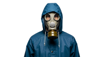 Person in Gas Mask Person in full Protective Suit and Gas Mask isolated on transparent background Generative Ai PNG 