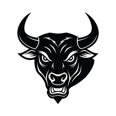 Black and white bull head illustration design