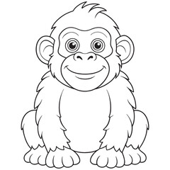 Baby Gorilla Coloring Page Cute Primate Animal Illustration
