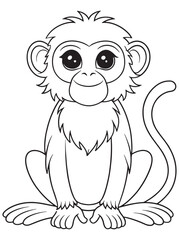 Guereza Colobus Cartoon Coloring Page Cute Primate Animal Art For Kids