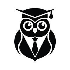 Owl with Graduation Cap and Tie Icon
