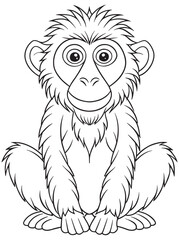 Hamadryas Baboon Cartoon Illustration Coloring Page Cute Primate Animal Design