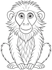 Hamadryas Baboon Cartoon Coloring Page Printable Illustration For Kids