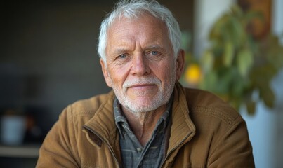 Portrait of senior man, highlighting the wisdom and experience of aging with a confident and reflective look, Generative AI