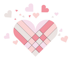 Red and white folded paper hearts isolated on red valentines day background vector