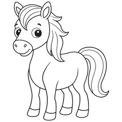 Horse Coloring Page Cute Animal Illustration For Children