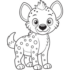 Spotted Hyena Cub Cartoon Illustration For Kids Coloring Book