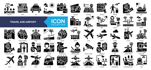 Travel and Airport Glyph Icon Collection