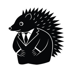 Hedgehog wearing a suit and tie illustration