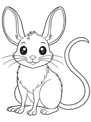 Jerboa Cartoon Drawing Coloring Page Cute Animal Illustration