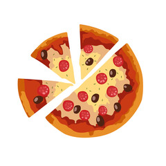 Vector illustration of a pizza on a white isolated background