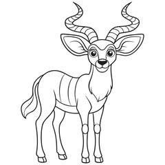 Kudu Coloring Page Line Art Adorable Animal Illustration