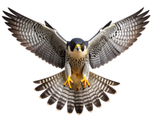 Peregrine Falcon Diving with Outstretched Wings and Talons, Isolated PNG