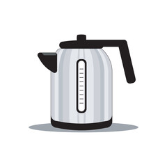 Vector illustration of a modern electric kettle with handle and water gauge. Great for kitchen, appliance, tea, coffee, or cooking-themed designs and digital graphics.